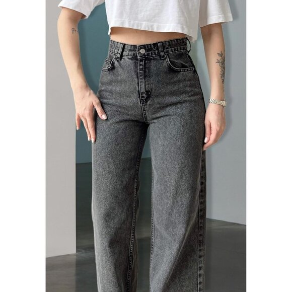 Women's High Waist Wide Leg Jeans Durable Stretchy Casual Loose Fit - Picture 7 of 8